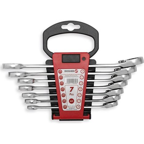 Set mit 7 reversiblen Ratschen-Ringschraubern DOGHER 457-017