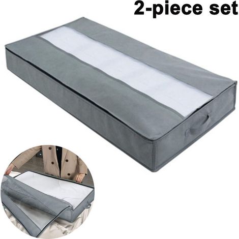 Altro portaoggetti Confezione da 2 borse portaoggetti sotto il letto, con maniglie ad alta densità e 1 finestra trasparente, contenitore per trapunta in tessuto Oxford resistente, grigio lihjt (1/5)