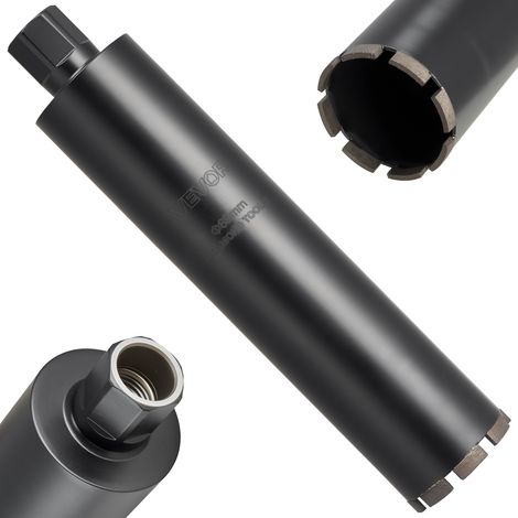VEVOR Foret Diamant pour Carotteuse, Couronne de Carottage Humide Diametre 89 mm et Profondeur de Percage 356 mm, Trepan avec Filetage Interieur 1-1/4 po-7 32 mm-7, pour Beton Arme Maconnerie