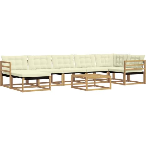 Outdoor Sofa Set 8 pcs White and Cream Solid Acacia Wood vidaXL (1/5)