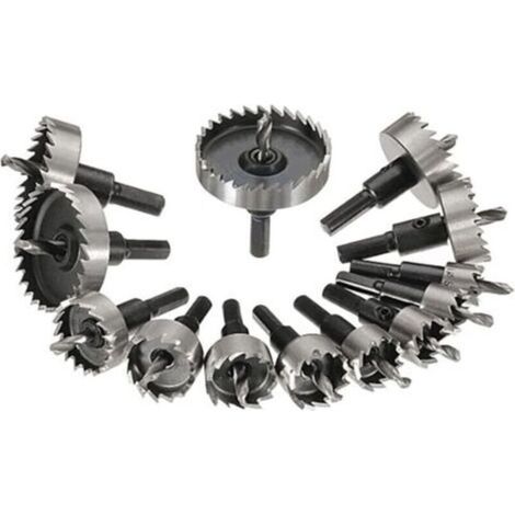 Set di 13 seghe a tazza per metallo, punte per carotaggio in metallo da 16 a 53 mm, utensili da taglio in acciaio al tungsteno per acciaio inossidabile, lamiera, rame e legno.