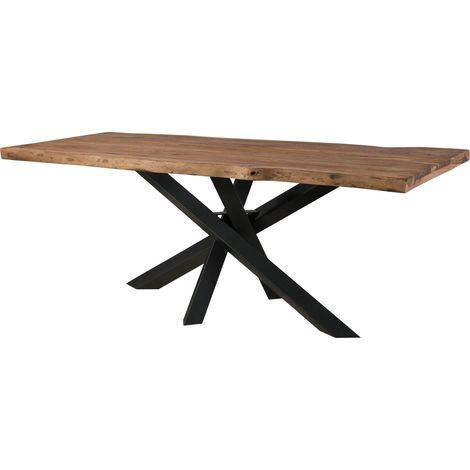 Table à manger 180x90x79 en bois de Sheesham teinté gris / pieds Mikado anthracite mat FREEFORM 5