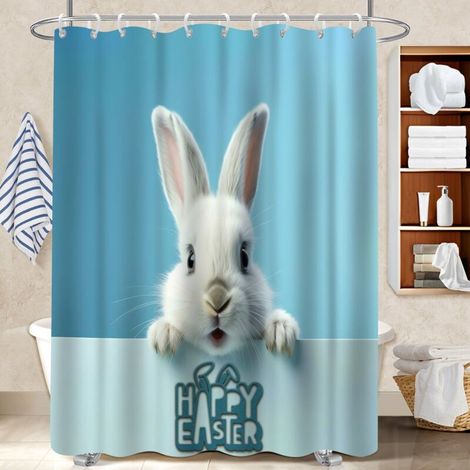 Kit rideau de douche en polyester 180x180 avec œillets cache baignoire pour salle d’eau sans fenêtre (1/5)