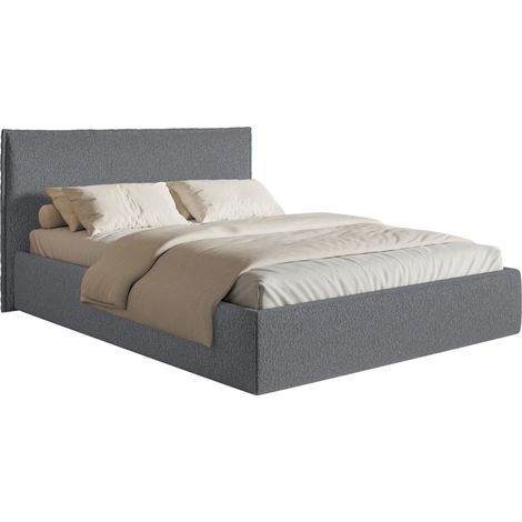 Selsey Softie Slim – Polsterbett 140×200 mit Bettkasten und Lattenrost, Chenille, graphit