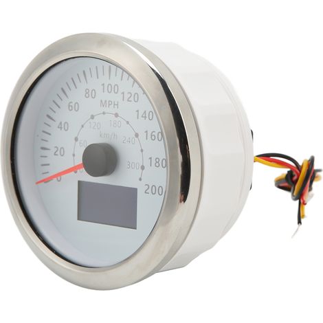 Compteur de vitesse GPS 85 mm, 0-200 mph (0-300 km/h), étanche IP67, odomètre numérique avec rétroéclairage couleur pour camping-cars et bateaux, blanc (1/5)