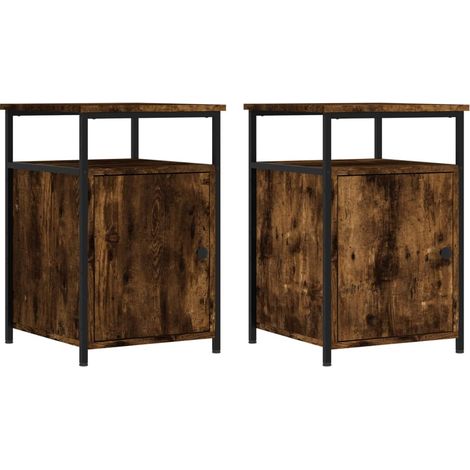 Set 2 comodini con vano con anta 40 x 42 x 60 cm MDF marrone e ferro DEC035137
