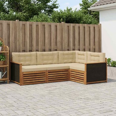 vidaXL Outdoor-Sofagarnitur 4 pcs Natur und Beige (1/5)