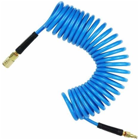 PU Compressed Air Hose 7.5m Long 6mm ID x 9.5mm AD with 1/4" Quick Couplings, Bend Limiter, Blue (1/5)