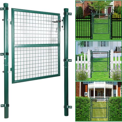 TolleTour 100x100cm Portillon de jardin En acier galvanisé - Portail de jardin - Porte de clôture - Avec serrure, poignée et clé Portillon grillagé - Vert