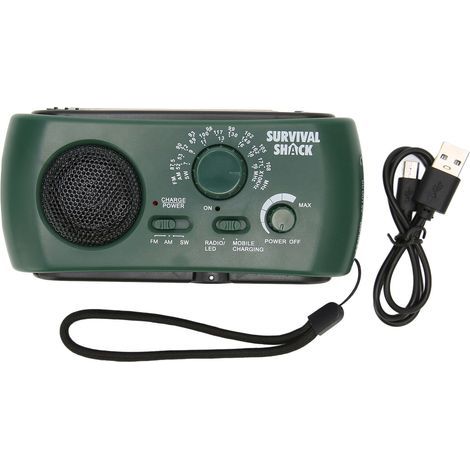 Radio à manivelle Portable torche LED pratique extérieure multi-bande AM/FM/SW Radio météo à manivelle solaire (1/5)