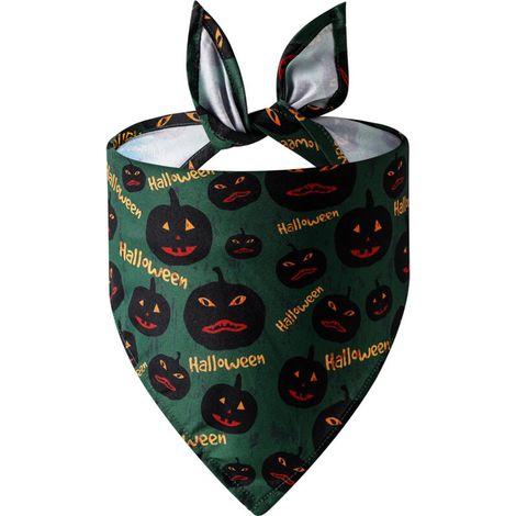 Écharpe triangulaire intéressante en coton à carreaux pour chien pour Halloween (1/5)