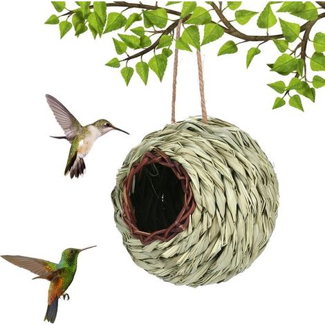 Casette per colibrì: nidi sferici per uccelli, ideali per esterni, su terrazze, giardini e balconi. Nidi per uccelli intrecciati a mano. (1/5)