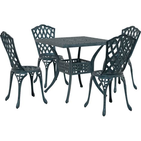 Conjunto de comedor de jardín de 5 piezas vidaXL verde de aluminio fundido (1/5)