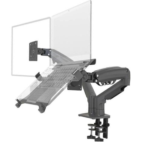 Support de bureau F160-2 à double bras à ressort, compatible avec les moniteurs de 17 à 27 pouces, support pour ordinateur portable, support à coussin d'air, capacité de poids B. (1/5)