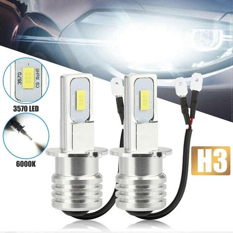 Kit de 8 ampoules LED H3 ultra-lumineuses pour phares, 100 W, 10 000 lm, antibrouillards et feux de jour, blanc 6 000 K (1/5)