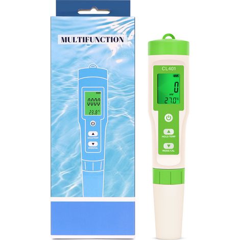 4-in-1 Restchlor-Tester für Pool und Leitungswasser - Messung von Wasserstoff, Temperatur und Redoxpotential - Tragbarer Wasserqualitäts-Analysator-Stift-lsw
