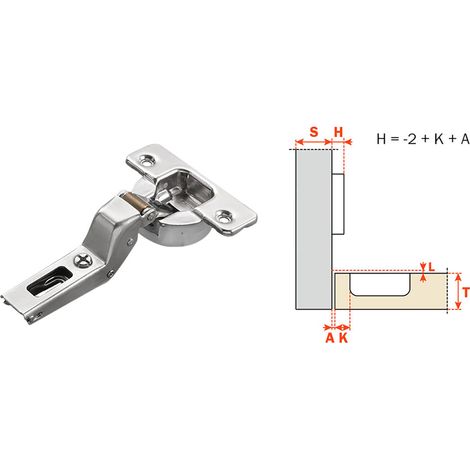 Cerniera Ammortizzata per Mobili Art C7A6PE9 Collo Alto 18 Salice 10 Pezzi