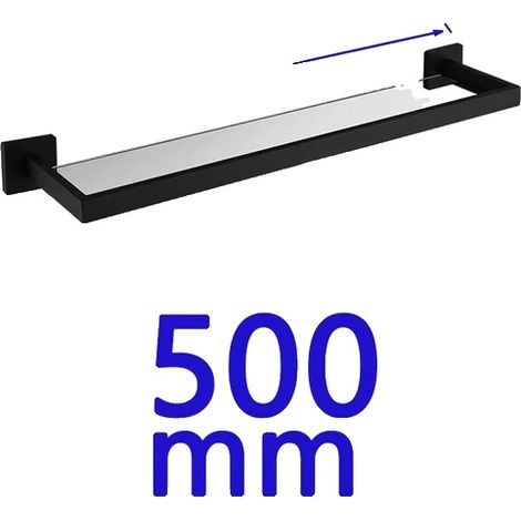 Ensemble de quincaillerie de salle de bain, acier inoxydable 304, finition noire mate, Étagère en verre 50cm (1/2)