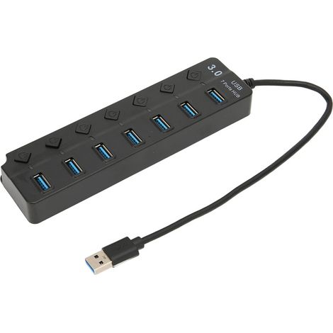 Concentrador USB plug-and-play con función de conexión en caliente para una gestión de dispositivos simplificada. Versátil y fácil de usar (adaptador de corriente no incluido).
