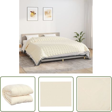 The Living Store Couverture lestée Crème clair 235x290 cm 15 kg Tissu - Couverture Lestée - Couverture Poids - Literie Relaxante - Sommeil Profond - Réduction Stress (1/5)