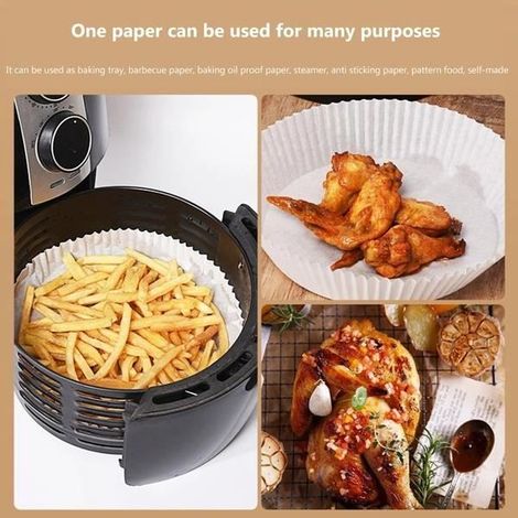 50x Friteuse à air papier jetable antiadhésif micro-ondes cuisson Barbecue bac à papier cuisine alimentaire absorbeur d'huile 7.9in (1/4)