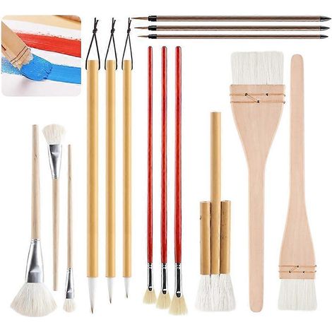 Set mit 15 Glasurpinseln für Keramik - Malwerkzeuge für Acryl, Aquarell und Keramik (1/5)