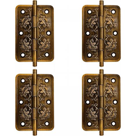 4pcs Charnières Antiques - Charniere Porte Placard Vintage - Charniere Decorative - Charnière Laiton Antique,Pour la décoration d'armoires,de portes en bois,de bibliothèques (1/5)