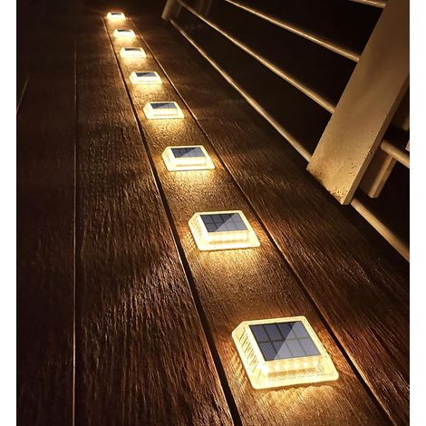 Lampe Solaire Extérieur, 8 Pack 30LM Lampe Solaire au Sol IP68 Etanche Lumière Solaire Jardin Auto On/Off Eclairage Solaire pour Escalier Chemins Allée Patio Pont Dock, Blanc Chaud 2700K (1/5)