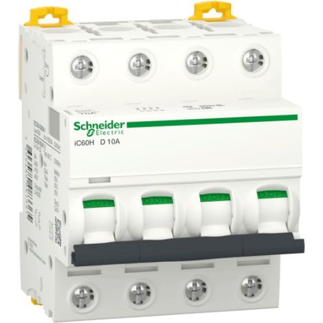 Interruttore magnetotermico Schneider 4P 10A 10KA D 4M iC60H A9F85410