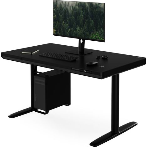 Bureau électrique assis-debout avec tiroir et chargeur sans fil Qi noir, 1200 mm: ELLIS