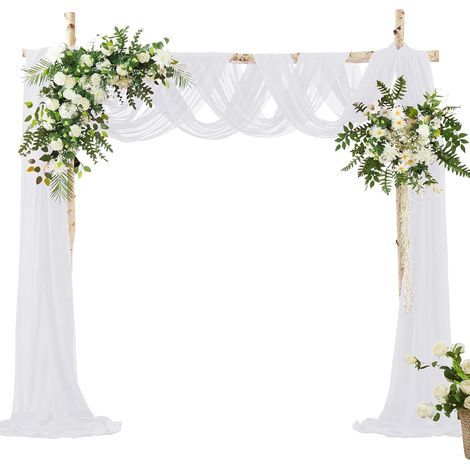 Drapé de Mariage en Mousseline 160 x 800 cm Voile Blanc Doux et Respirant Idéal pour la Décoration Romantique d'Arche de Cérémonie et de Scène de Fête (1/5)