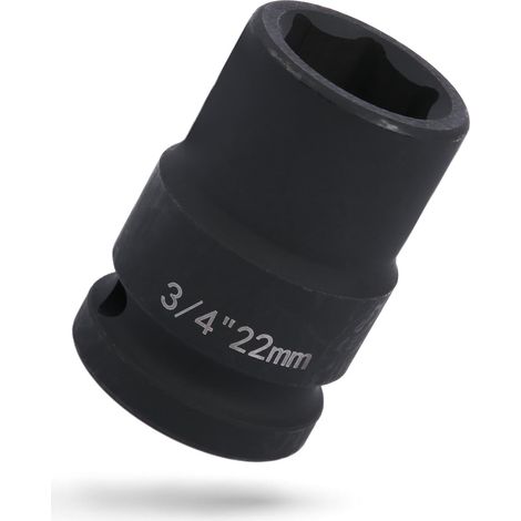Douille 3/4" 22 mm, 6 pans en acier Cr-V, douille pour visseuse à percussion, qualité industrielle (1/5)