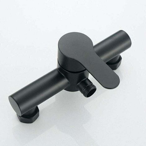 Mitigeur mural baignoire et douche en acier inoxydable noir pour salle de bain. - AquaForge (1/4)
