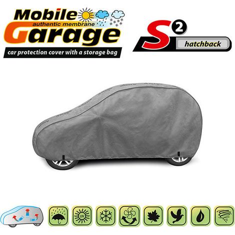 Hochwertige Abdeckung Kegel‑Serie „Mobile Garage“, Größe S2, für Schrägheck 320–332 cm x 125–135 cm, grau