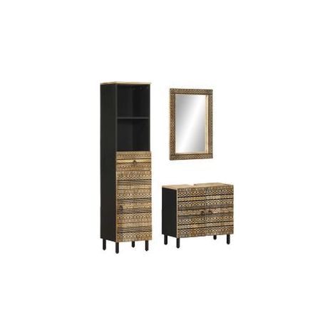 Ensemble de meubles de salle de bain 3 pcs bois manguier massif (1/5)
