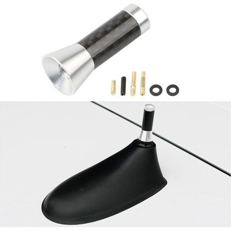 Short Car Antenna, Universal Amplified Short Car Radio Antenna, Car Stereo FM AM Antenna Replacement for All Cars, Vehicles, and Trucks (Silver) (1/5)