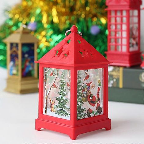 Lanterne lumineuse LED de Noël, guirlande lumineuse rouge représentant le Père Noël et un sapin de Noël. Décoration de table. (1/5)