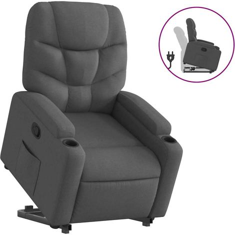 Maison Exclusive - Sillón reclinable elevable de tela gris oscuro
