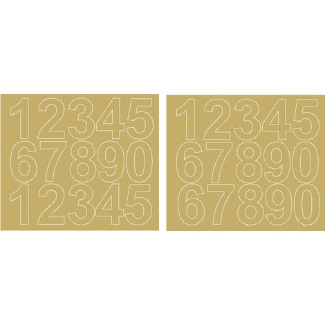 Numeri adesivi autoadesivi da 6 cm, colore oro lucido. (1/2)