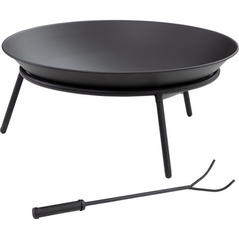 Beyamis Feuerstelle aus Metall mit Zünder für Terrasse und Garten, Ø 47 x 21 cm, Schwarz