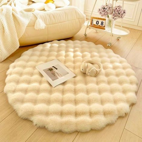 Tapis de Repos pour Animaux de Compagnie, 80cm Diamètre (Rond), Peluche Épais Doux, Chauffant & Lavable, Confortable pour Chat/Chien, Intérieur (1/5)
