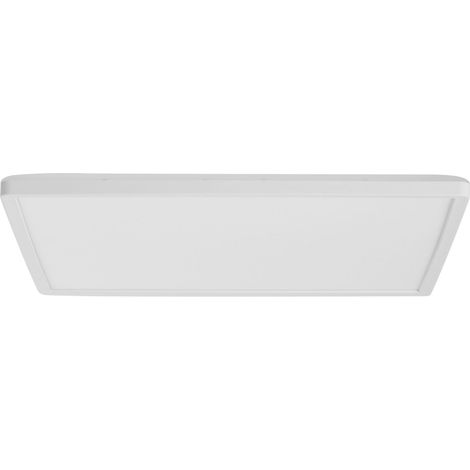 Beliani LED Ceiling Lamp White Polypropylene Square Panel Flush Mount Synthetic Material, Integrated LED, Warm White, IP 44 (Waterproof), 42 x 42 x 3 cm CEREON (1/5)