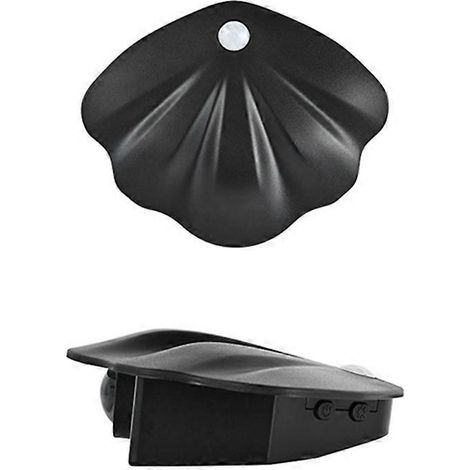 Muschelförmiges Nachtlicht mit Bewegungsmelder, wiederaufladbarer Strahler für Schlafzimmer, Flur, Treppenhaus, Wanddekoration, schwarz (1/5)