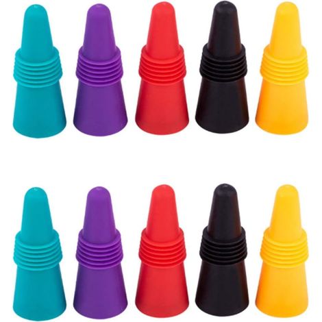 Silikon-Weinverschlüsse, 10er-Packung, bunte Weinflaschenverschlüsse von Reus (1/5)