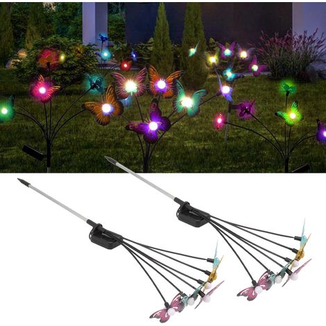 Lampe de sol papillon à énergie solaire, lampe de cour extérieure à énergie solaire, lampe solaire décorative, lampe luciole. (1/5)