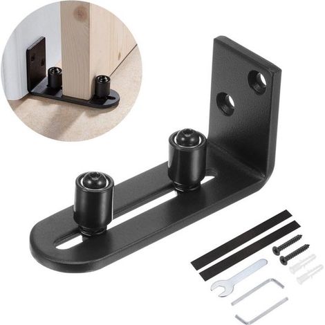 Sistema de puerta corredera, Guía de suelo ajustable, Rodillo guía de suelo, Guía de puerta, Reducción de ruido, 12,3 x 4 x 6,4 cm, Negro 1 (1/5)