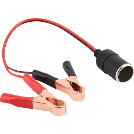 Adaptateur de prise femelle pour allume-cigare de voiture vers cble de pince de pince crocodile de batterie (1/5)