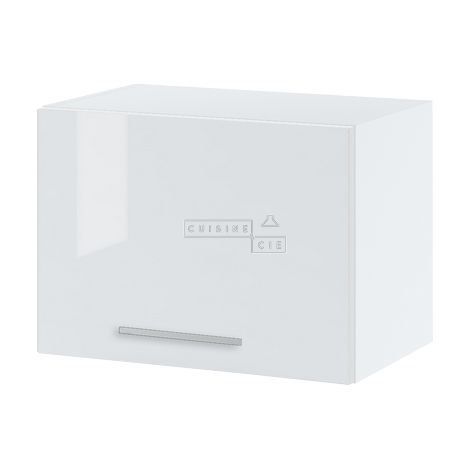 Meuble haut SLIM de cuisine Bellissi Blanc Brillant 1 porte relevable L 50 cm -  Porte avec poignée apparente  White