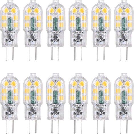 Lampadina LED 12V 2W Bianco Freddo 6000K-6500K, 200LM, Equivalente alogena G4 10W 20W, Non dimmerabile, AC DC G4 12V LED 4000K per cappe, lampadari, set da 12 pezzi (1/5)