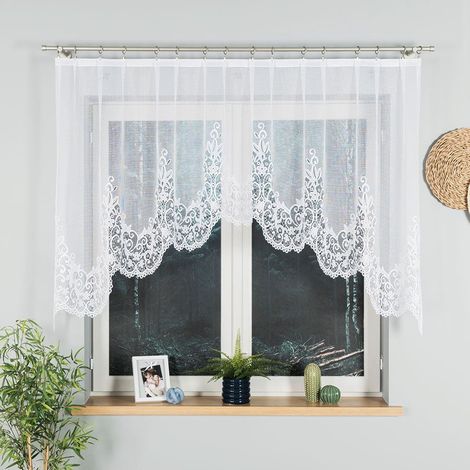 Berenika - Rideau jacquard prêt à poser avec fente en bas - 250 x 120 cm - blanc (1/5)